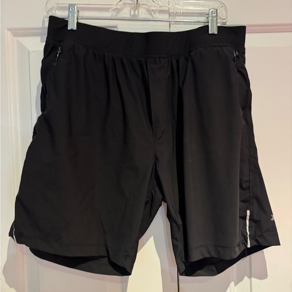 Kenneth Cole Black Athletic Shorts with Elastic Waistband, Size: Large